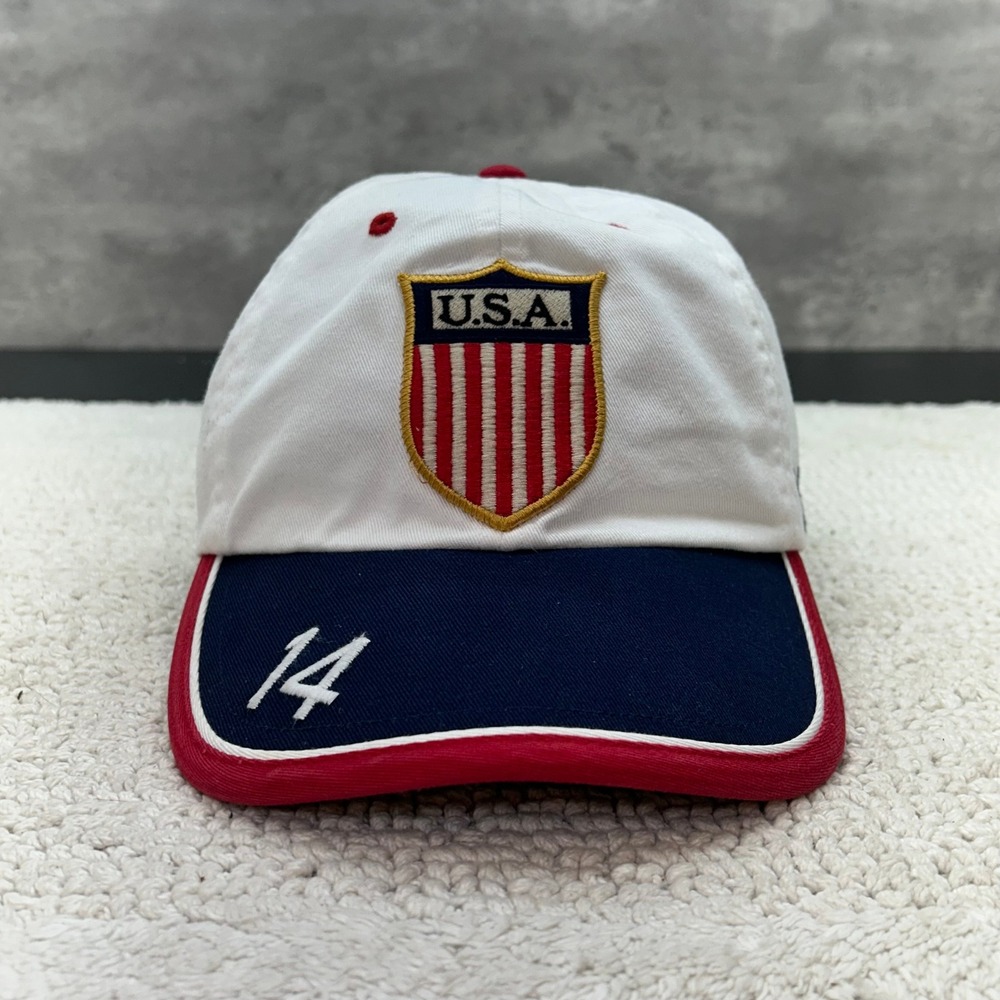 Polo Ralph Lauren USA Shield Crest Strap Back Hat OSFA Red White Blue Embroider